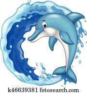 ציור היתולי, דולפין, לקפוץ, איקון