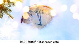 2019, natal, e, anos novos, convite, bandeira, fundo