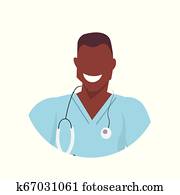 african male doctor with stethoscope face avatar man medical clinic worker in uniform professional occupation concept cartoon character portrait white background flat