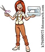 Cartoon seamstress Cartoon seamstress
