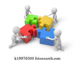 hombre, con, artículos del rompecabezas