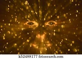 inteligência artificial, ciberespaço, e, robótica, fundo