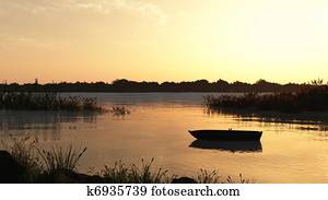 Reed Marsh and Boat at Dawn Reed Marsh and Boat at Dawn