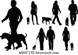 אנשים הולכים, כלבים