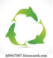 extracto, pez, basado, reciclar, icono