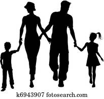 family silhouette walking family silhouette walking