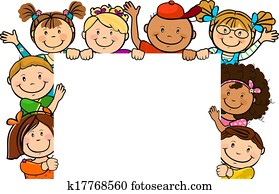 gyerekek, együtt, noha, derékszögben, ív