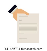 hand houdend, een, document, met, tekst