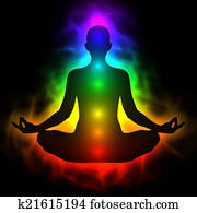 human, energia, corporal, aura, chakra, em, meditação
