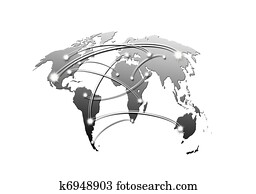 interconnected world map business and travel concept interconnected world map business and travel concept