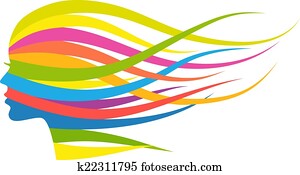 Multicolor hair woman, vector Multicolor hair woman, vector