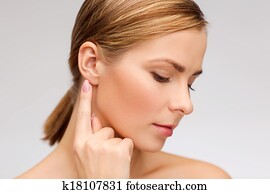 pacata, mulher, tocar, dela, orelha