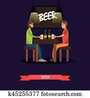 People drinking beer concept vector illustration in flat style