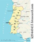 portugal, político, mapa