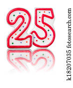 Red number 25 with reflection Red number 25 with reflection