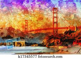 San Francisco bridge, beautiful col San Francisco bridge, beautiful col