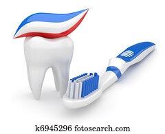 Tooth and toothbrush. 3d Tooth and toothbrush. 3d