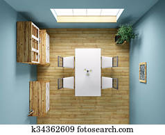 חדר של סעודה, פנים, הציין השקפה, 3d, render