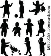 barnen, silhouettes