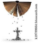 cartas, caer, afuera, de, el, bible.