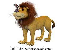 Courage, 3d cartoon mouse with a lion Courage, 3d cartoon mouse with a lion