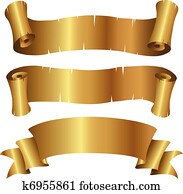 lockige, goldenes, banner, satz