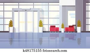 modernes, büro, halle, gebäude, wartezimmer, innere