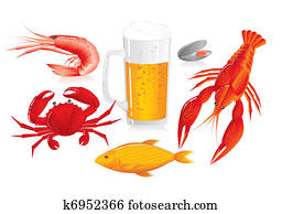 Mug of beer and snack to beer - seafood Mug of beer and snack to beer - seafood