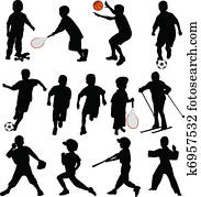 Sport kids silhouettes Sport kids silhouettes