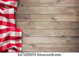vermelho, piquenique, toalha de mesa, ligado, madeira, tabela, fundo