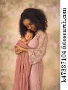 äthiopisch, mutter, binden, mit, sie, baby