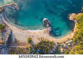 Aerial view of Tarrafal beach in Santiago island in Cape Verde - Cabo Verde