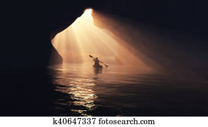 Boat in cave. Boat in cave.