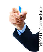 Close up of human hand with pen