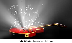 electric guitar with music notes flowing electric guitar with music notes flowing
