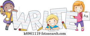 escrita, crianças