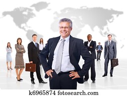 homem negócio, e, seu, equipe, isolado, sobre, um, branca, backgroun