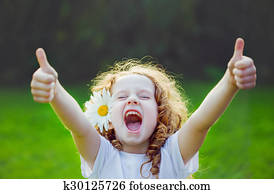 Laughing girl showing thumbs up. Laughing girl showing thumbs up.