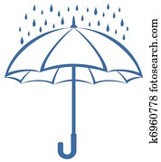Umbrella and rain, pictogram Umbrella and rain, pictogram