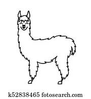 Vector illustration of cute character south America lama with decorations. Isolated outline cartoon baby llama. Hand drawn Peru animal guanaco, alpaca, vicuna. Drawing for print, fabric. Vector illustration of cute character south America lama with decorations. Isolated outline cartoon baby llama. Hand drawn Peru animal guanaco, alpaca, vicuna. Drawing for print, fabric.