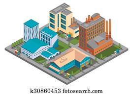 Vector isometric factory Vector isometric factory