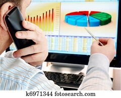 Analyzing data on computer.