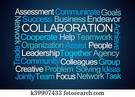 colaboración, palabra, nube