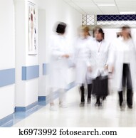 corredor hospital, obscurecido, doutores