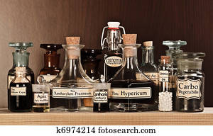 Various pharmacy bottles of homeopathic medicine Various pharmacy bottles of homeopathic medicine