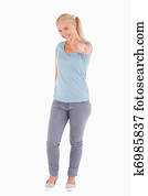 Blond woman in a good mood