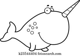 Happy Cartoon Narwhal Clip Art | k23544178 | Fotosearch