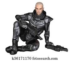 Future Soldier, Male, Sitting Future Soldier, Male, Sitting