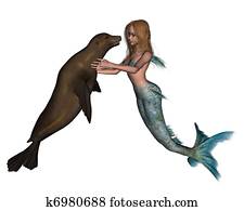 Mermaid and Seal Mermaid and Seal