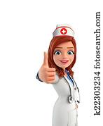 Nurse Character with thumbs up sign Nurse Character with thumbs up sign